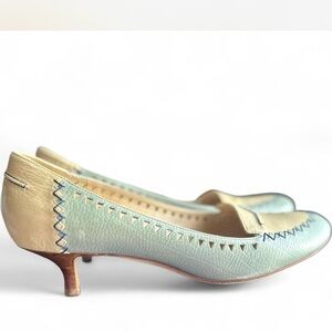 Vintage 80s-90s Handmade Bruno Magli Italian Leather Heels Wood Heel Size 38